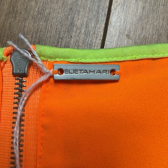 Elie Tahari tropical print Claudia dress size 8 leopard print eyelet neon - Picture 11 of 14